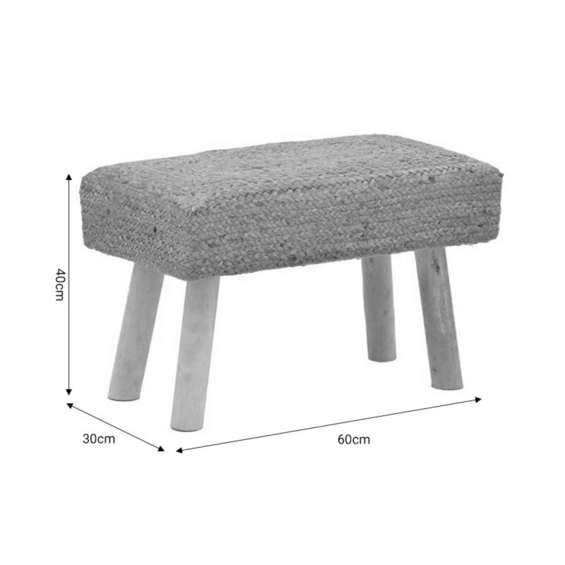 Σκαμπό φυσικό ξύλο-γιούτα 60x30x40εκ - Image 6