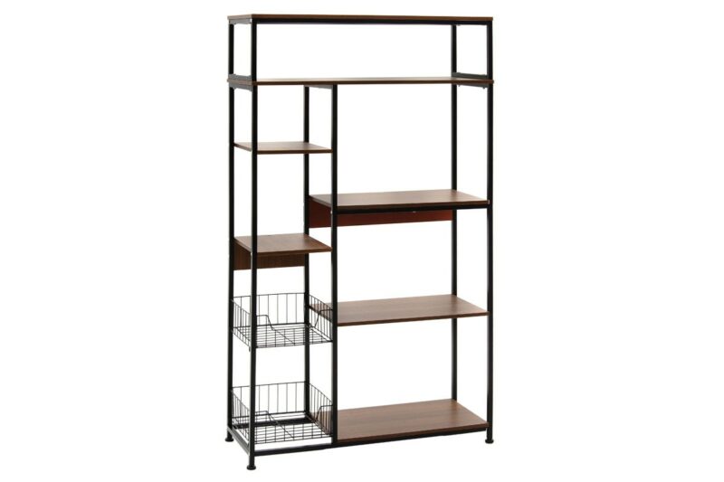 Ραφιέρα επιδαπέδια μέταλλο dark oak-μαύρο 80x30x142εκ