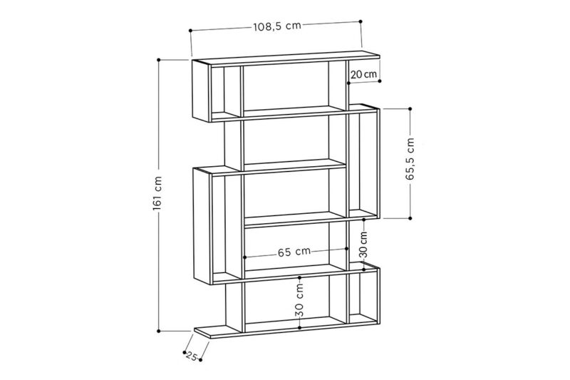 Βιβλιοθήκη MITO σε χρώμα φυσικό-ανθρακί 108,5x25,5x161εκ - Image 2