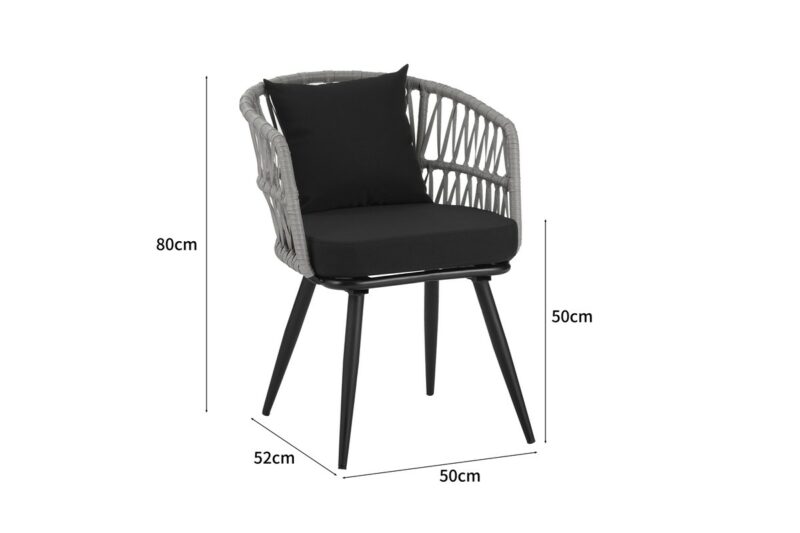 Πολυθρόνα pe rattan -metal σε φυσική απόχρωση με μαύρα πόδια/μαξιλάρι 62x60x80εκ - Image 8