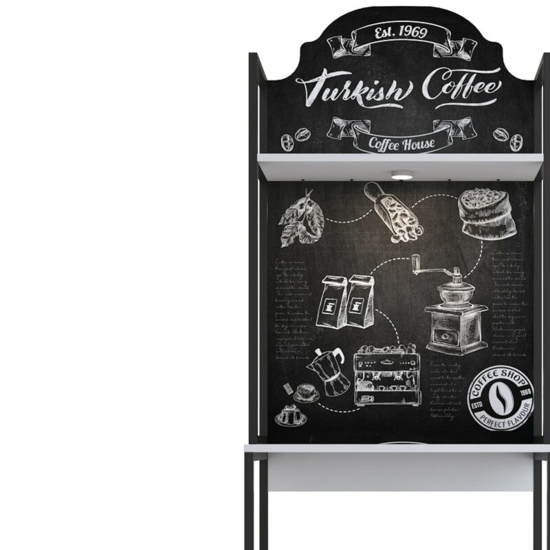 Mπουφές με ράφι λευκό μελαμίνης-μαύρο μέταλλο 70x40x205εκ - Image 4