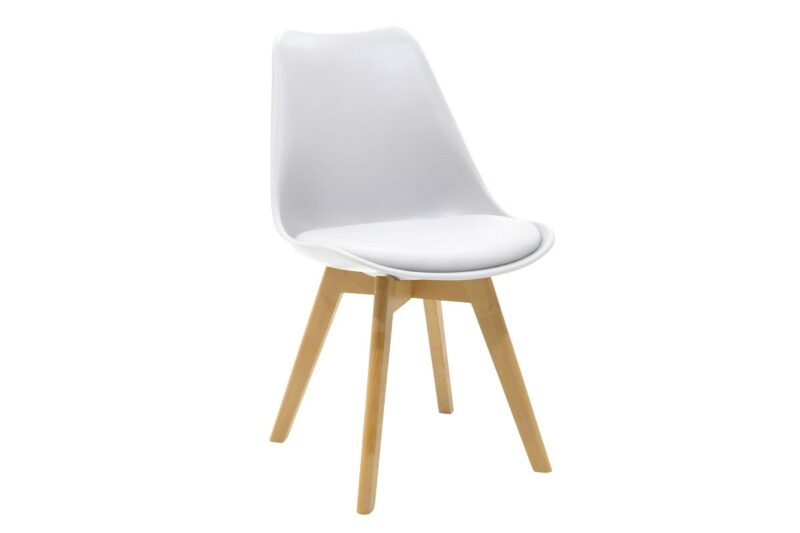 Καρέκλα Gaston PP-PU λευκό-φυσικό πόδι 53.5x48.5x83εκ