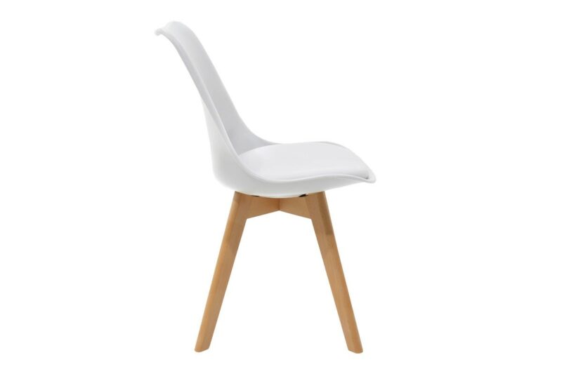 Καρέκλα Gaston PP-PU λευκό-φυσικό πόδι 53.5x48.5x83εκ - Image 3