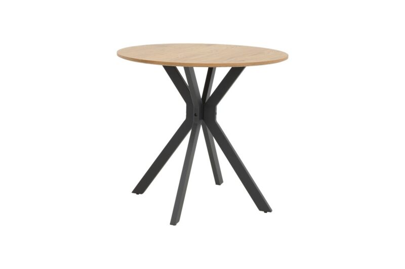 Τραπέζι Xuson φυσικό mdf-πόδι μαύρο μέταλλο Φ80x75εκ