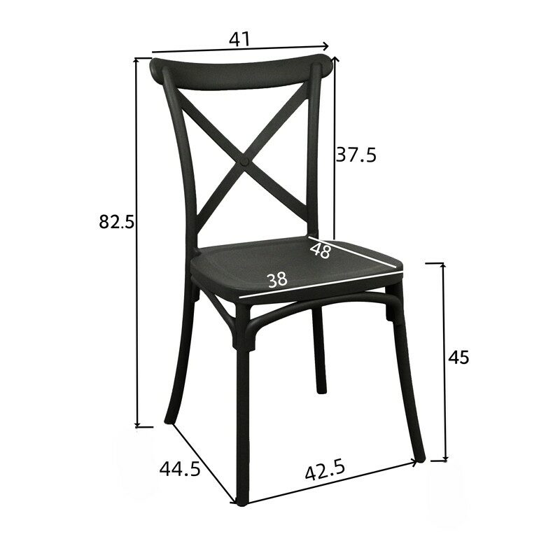 Καρέκλα pp σε μαύρη απόχρωση 38x46.5x82εκ