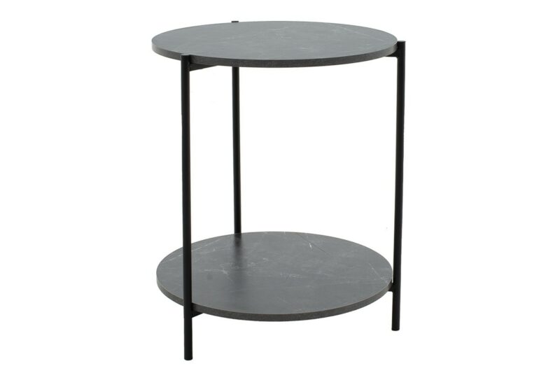 Βοηθητικό τραπέζι Rhythm MDF γκρι μαρμάρου-μαύρο Φ48x60cm