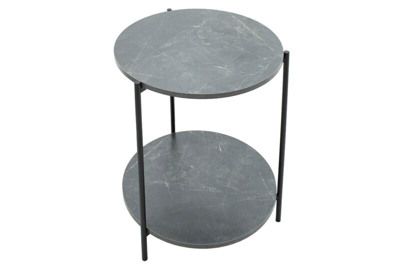 Βοηθητικό τραπέζι Rhythm MDF γκρι μαρμάρου-μαύρο Φ48x60cm - Image 3
