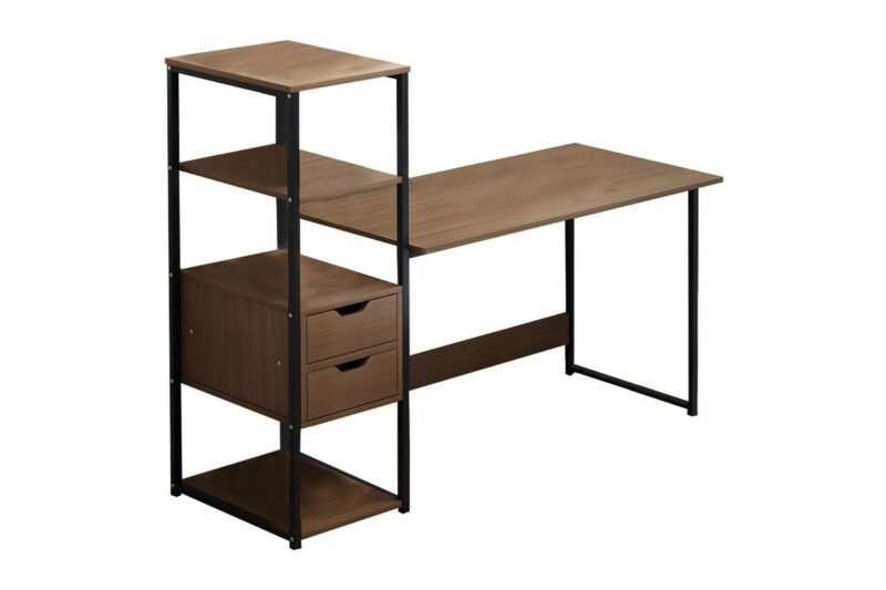 Γραφείο Zayn ΙΙ  με ραφιέρα-MDF καρυδί-μαύρο 107x40x110εκ