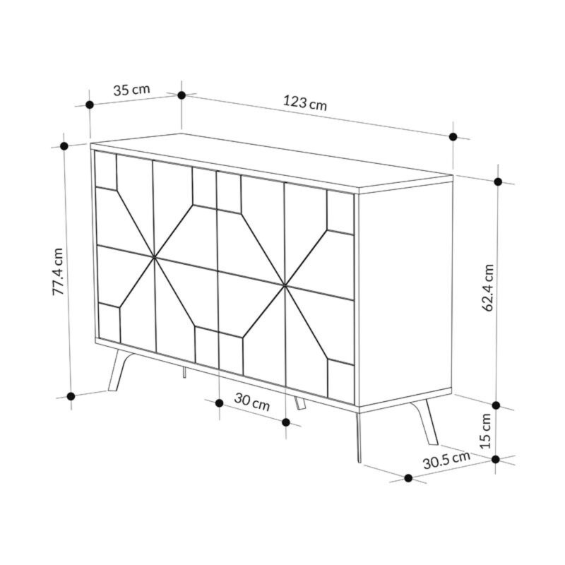 Μπουφές μαύρο μαρμάρου 123x35x77.5εκ - Image 4