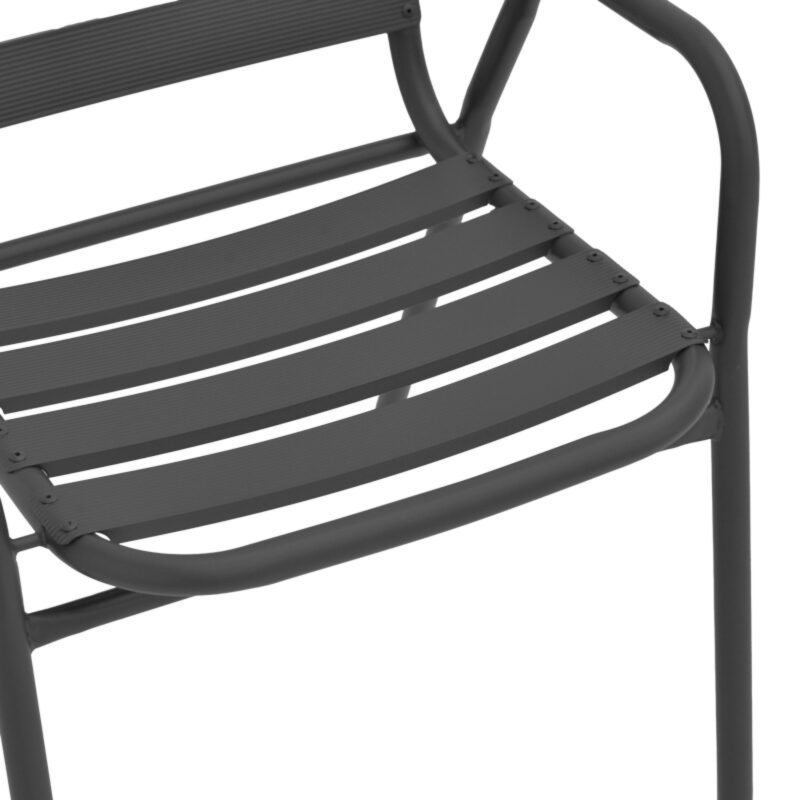 Πολυθρόνα στοιβαζόμενη ανθρακί μέταλλο με φέτες αλουμινίου 45x62x76εκ - Image 5