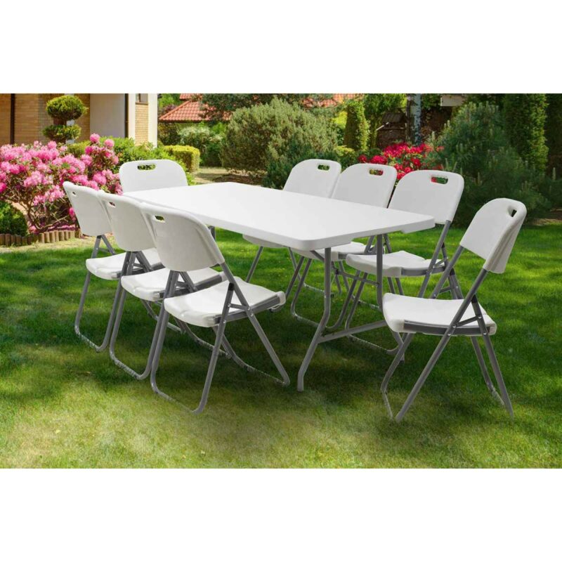 Τραπέζι catering πτυσσόμενο-βαλίτσα λευκό 152x70x74εκ - Image 2
