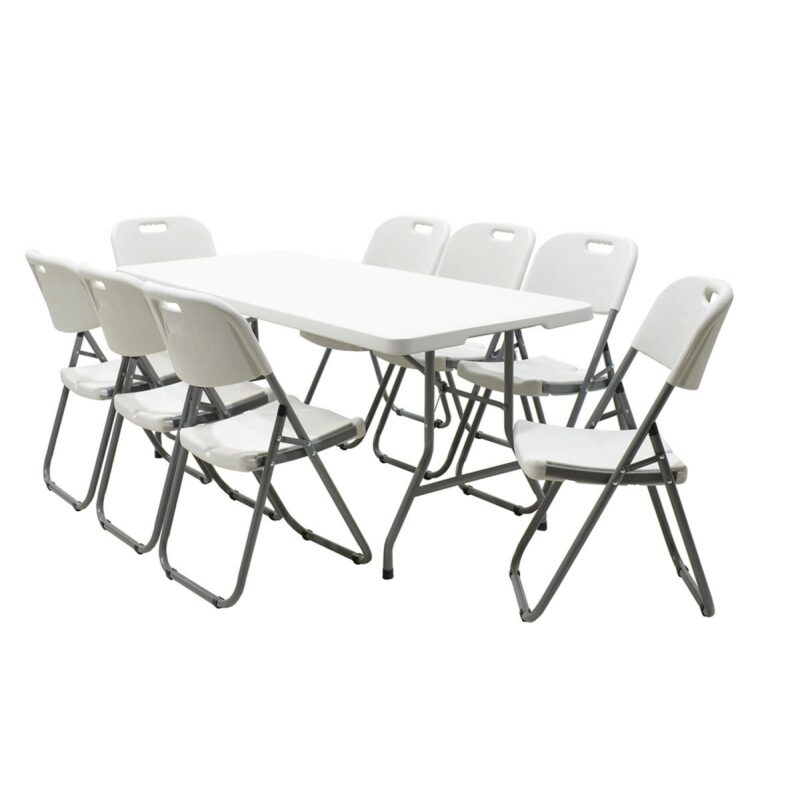 Τραπέζι catering πτυσσόμενο-βαλίτσα λευκό 152x70x74εκ - Image 6