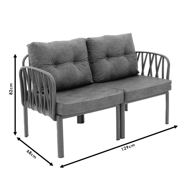 Σαλόνι Intricate σετ 4τμχ PP ανθρακί-ύφασμα ανθρακί antique