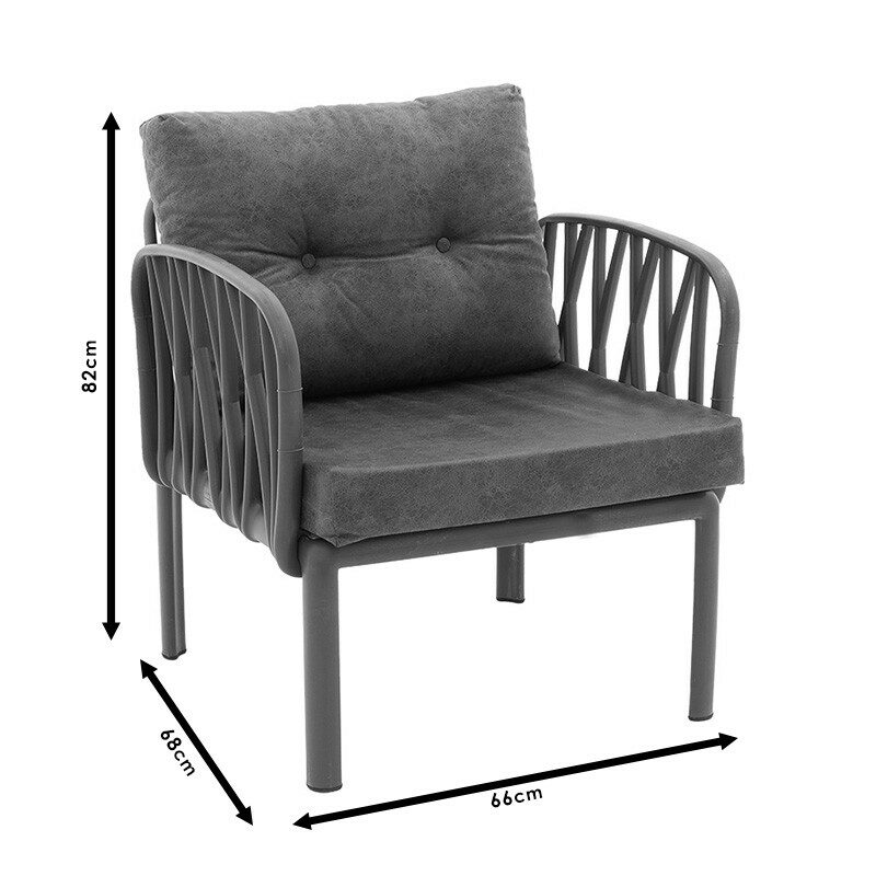 Σαλόνι Intricate σετ 4τμχ PP ανθρακί-ύφασμα ανθρακί antique