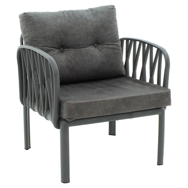 Σαλόνι Intricate σετ 4τμχ PP ανθρακί-ύφασμα ανθρακί antique