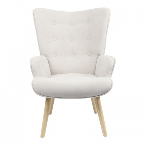 Πολυθρόνα Fluffy ύφασμα ανοιχτό γκρι-φυσικό πόδι 75x69x96εκ - Image 3