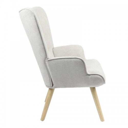 Πολυθρόνα Fluffy ύφασμα ανοιχτό γκρι-φυσικό πόδι 75x69x96εκ - Image 4