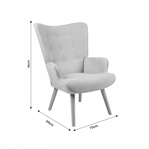 Πολυθρόνα Fluffy ύφασμα ανοιχτό γκρι-φυσικό πόδι 75x69x96εκ - Image 6