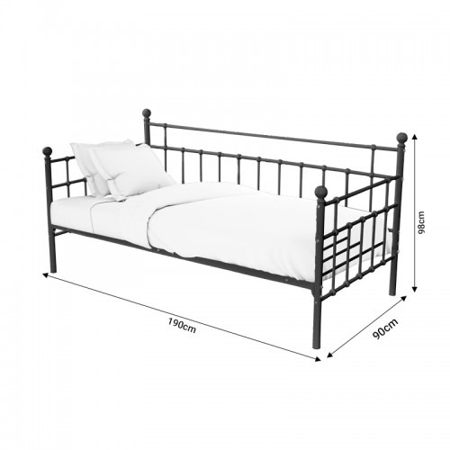 Καναπές-κρεβάτι Havelock  μαύρο μεταλλικό 90x190 - Image 4