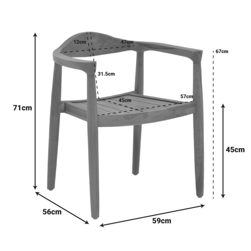 Πολυθρόνα Ganny teak ξύλο σε φυσική απόχρωση 59x56x71εκ