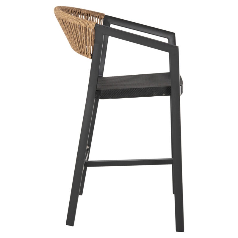 ΣΚΑΜΠΟ ΑΛΟΥΜΙΝΙΟΥ FB95892.15 ΜΕΣΑΙΟΥ ΥΨΟΥΣ RATTAN & TEXTLINE ΜΑΥΡΟ ΜΠΕΖ 55x56,5x99Υ