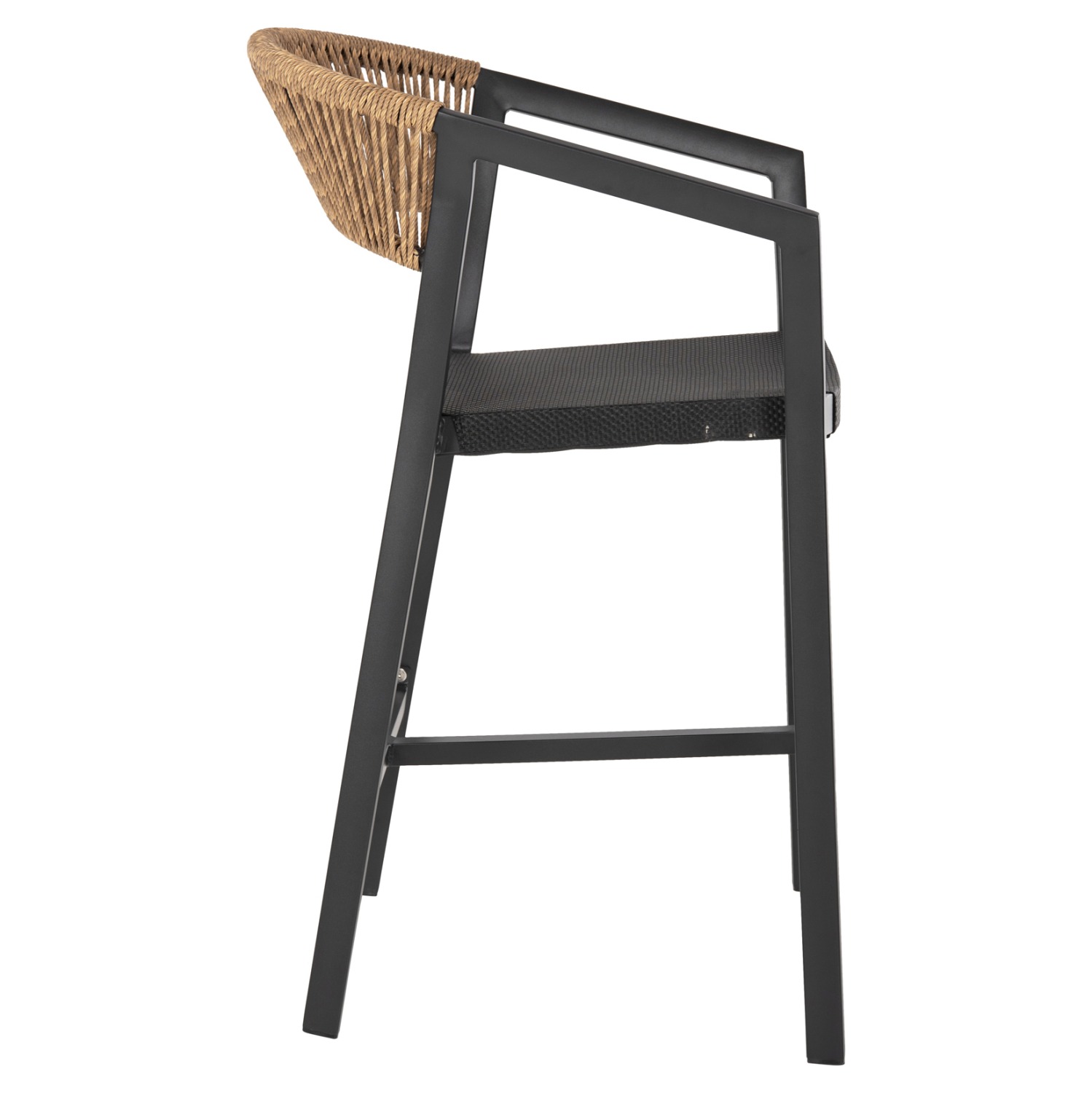 ΣΚΑΜΠΟ ΑΛΟΥΜΙΝΙΟΥ FB95892.15 ΜΕΣΑΙΟΥ ΥΨΟΥΣ RATTAN & TEXTLINE ΜΑΥΡΟ ΜΠΕΖ 55x56,5x99Υ - Image 7