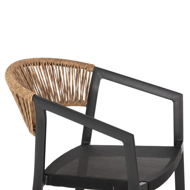 ΣΚΑΜΠΟ ΑΛΟΥΜΙΝΙΟΥ FB95892.15 ΜΕΣΑΙΟΥ ΥΨΟΥΣ RATTAN & TEXTLINE ΜΑΥΡΟ ΜΠΕΖ 55x56,5x99Υ