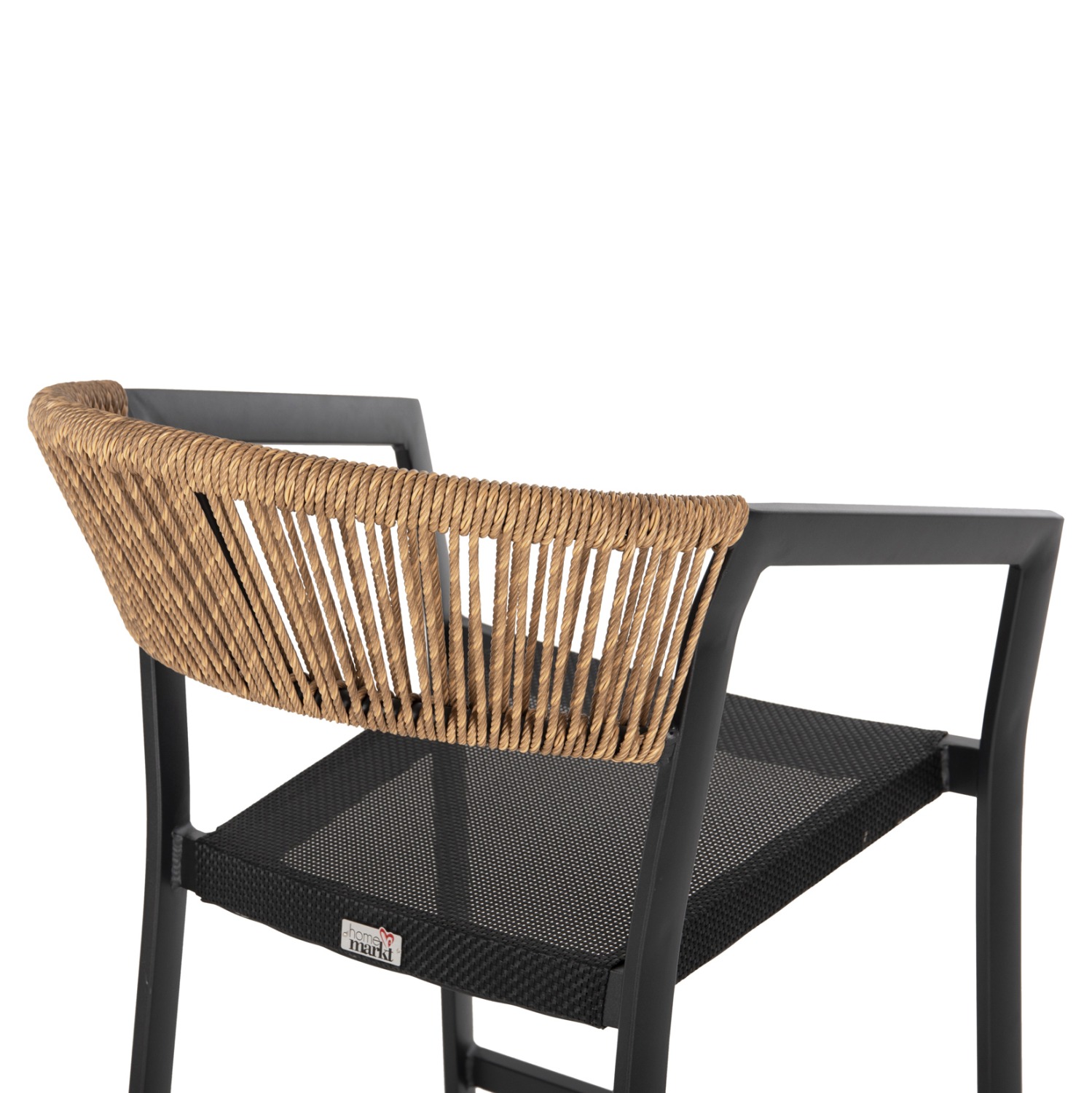 ΣΚΑΜΠΟ ΑΛΟΥΜΙΝΙΟΥ FB95892.15 ΜΕΣΑΙΟΥ ΥΨΟΥΣ RATTAN & TEXTLINE ΜΑΥΡΟ ΜΠΕΖ 55x56,5x99Υ - Image 2