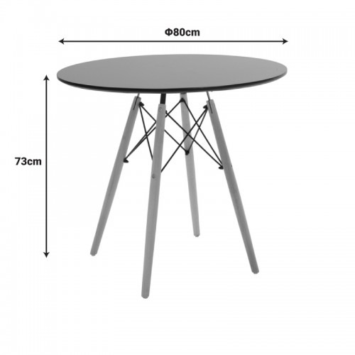 Τραπέζι Julita MDF μαυρο-πόδια σε φυσική απόχρωση Φ80x73εκ