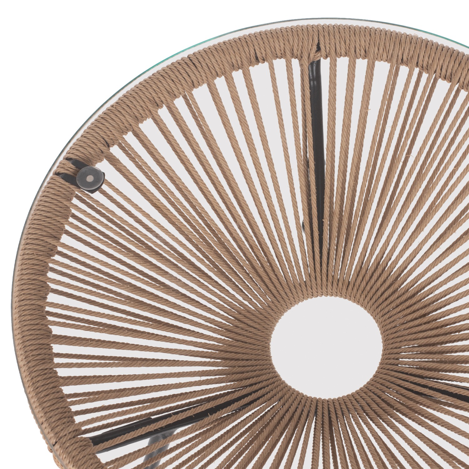 ΤΡΑΠΕΖΙ ΒΟΗΘΗΤΙΚΟ ALLEGRA ΜΑΥΡΟ ΜΕΤΑΛΛΟ ME TWISTED WICKER ΦΥΣΙΚΟ FB95873.01 Φ47Χ45Υεκ. - Image 4