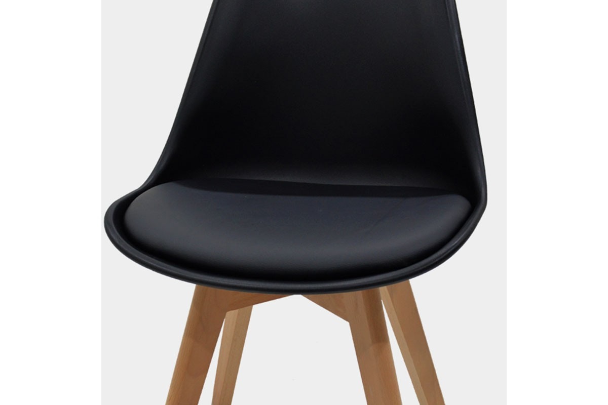 Καρέκλα Gaston pakoworld PP-PU μαύρο-φυσικό πόδι 48x55x83εκ - Image 5