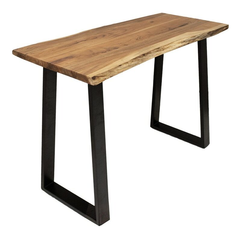 Τραπέζι μπαρ Miles μασίφ ξύλο ακακίας 3.7-4εκ σε φυσική απόχρωση με μαύρα μεταλλικά πόδια 120x53x97εκ
