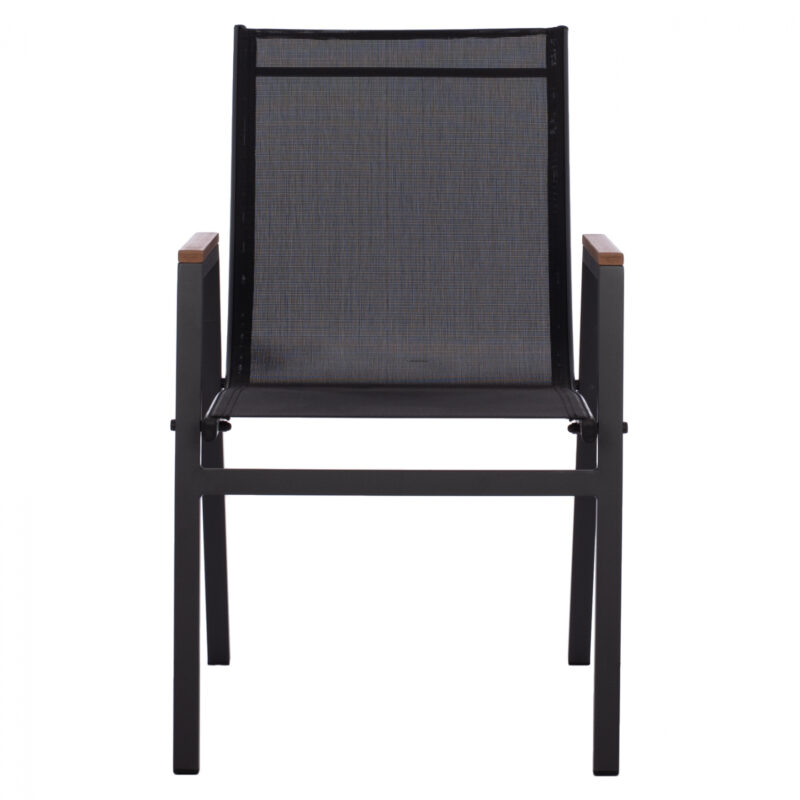 ΠΟΛΥΘΡΟΝΑ ΑΛΟΥΜΙΝΙΟΥ  ΓΚΡΙ ΜΕ TEXTILENE ΜΑΥΡΟ & POLYWOOD 53x67x86 εκ.