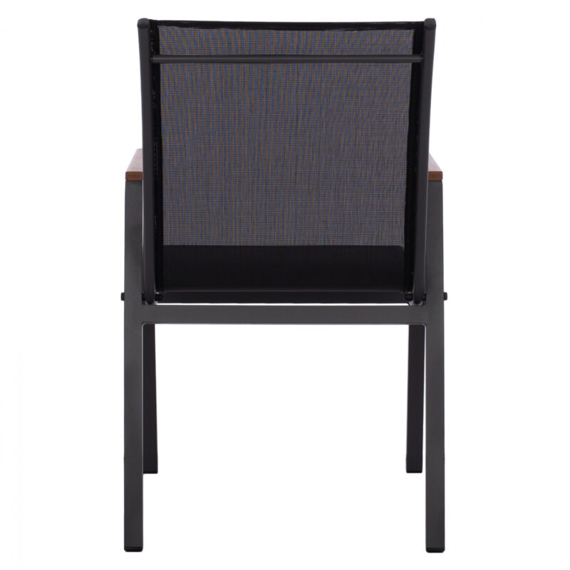 ΠΟΛΥΘΡΟΝΑ ΑΛΟΥΜΙΝΙΟΥ  ΓΚΡΙ ΜΕ TEXTILENE ΜΑΥΡΟ & POLYWOOD 53x67x86 εκ.