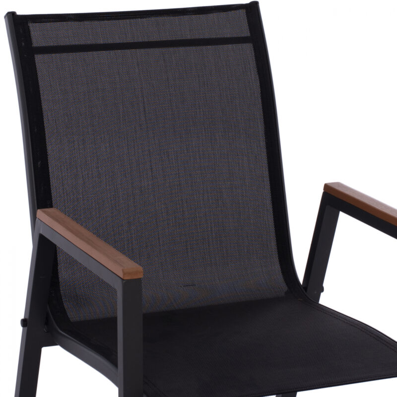 ΠΟΛΥΘΡΟΝΑ ΑΛΟΥΜΙΝΙΟΥ  ΓΚΡΙ ΜΕ TEXTILENE ΜΑΥΡΟ & POLYWOOD 53x67x86 εκ.