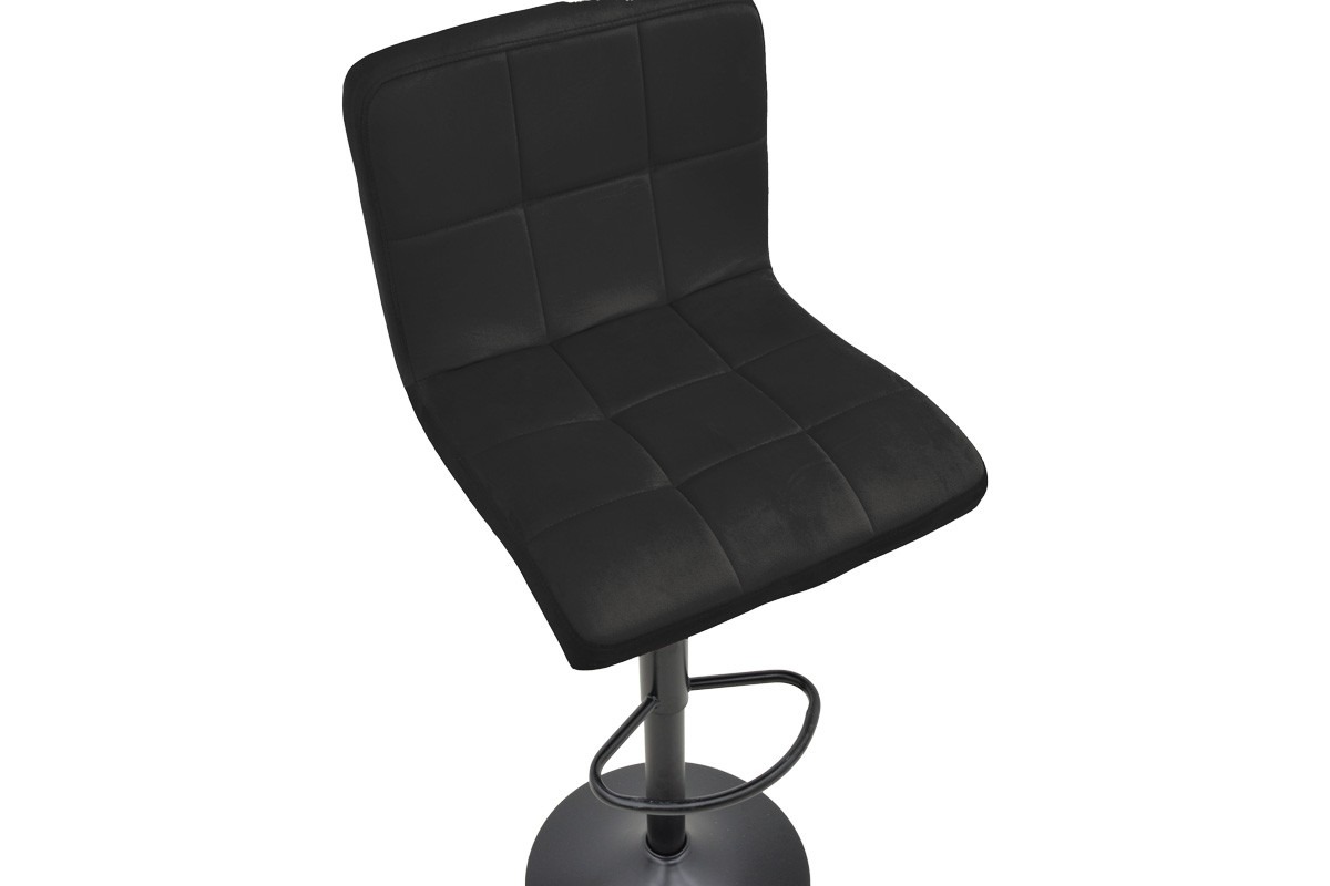 Σκαμπό μπαρ Remina πτυσσόμενο μαύρο βελούδο-βάση μαύρο μέταλλο 44x44x112εκ - Image 6