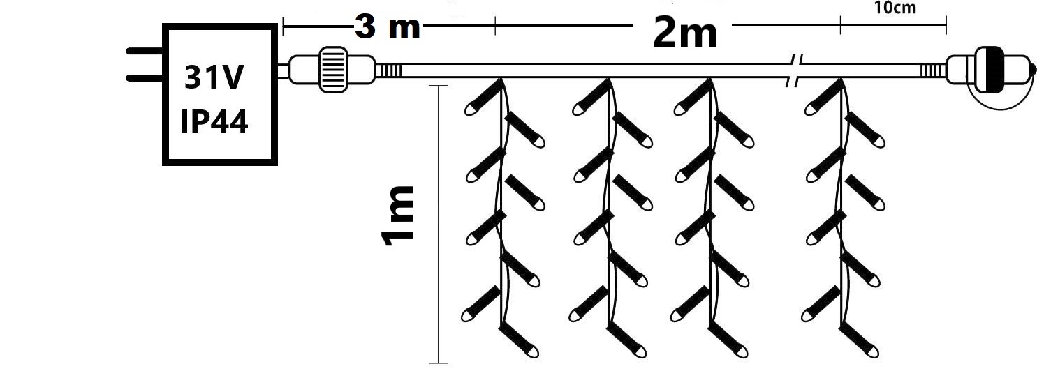 Χριστουγεννιάτικα φωτάκια led 150L κουρτίνα σε θερμό λευκό χρώμα σταθερή - Image 2