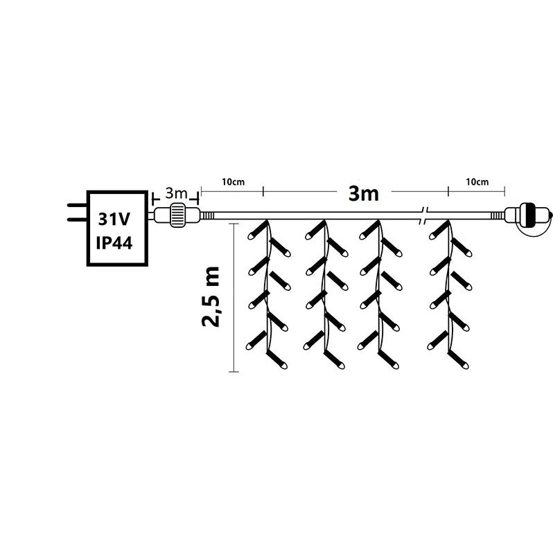 Χριστουγεννιάτικα φωτάκια led 500L κουρτίνα σε θερμό λευκό χρώμα σταθερή