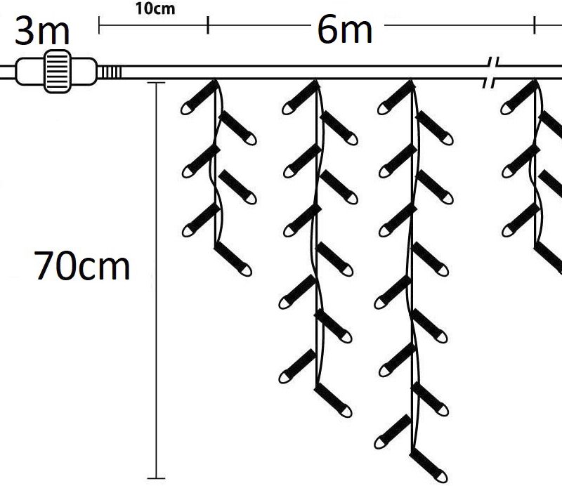 Χριστουγεννιάτικα φωτάκια led 280L ασύμμετρη βροχή σε cool white