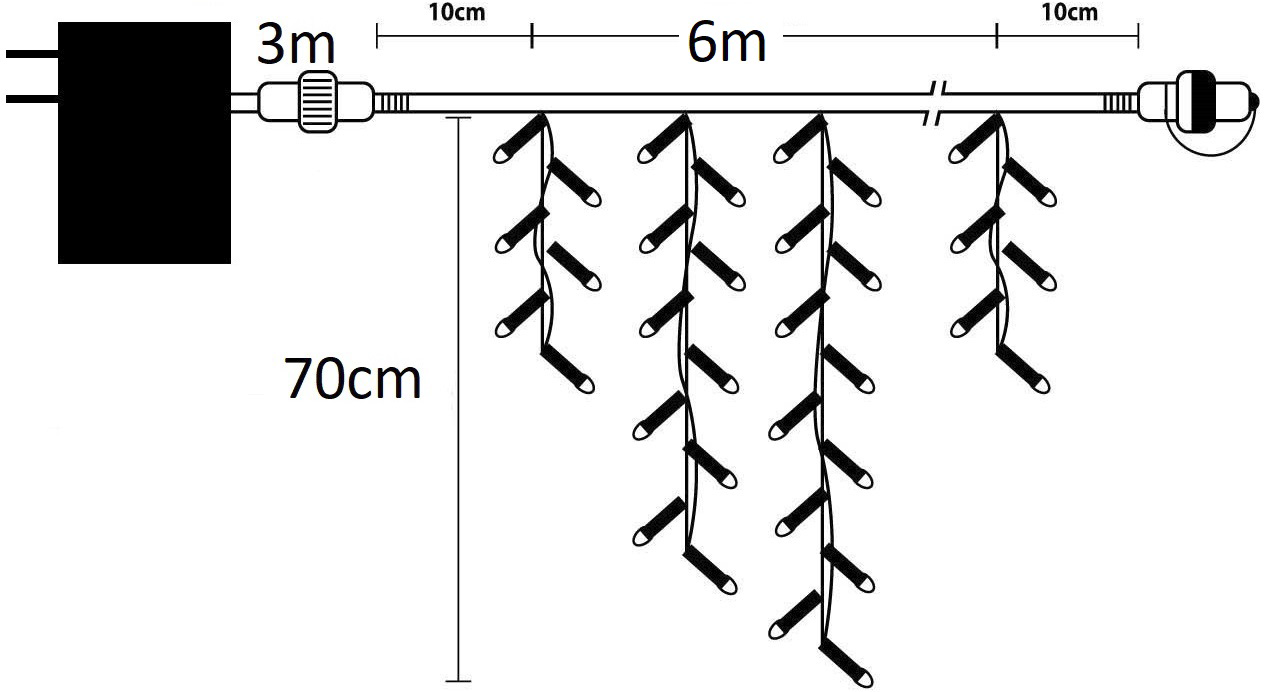 Χριστουγεννιάτικα φωτάκια led 280L ασύμμετρη βροχή σε θερμό λευκό χρώμα - Image 2