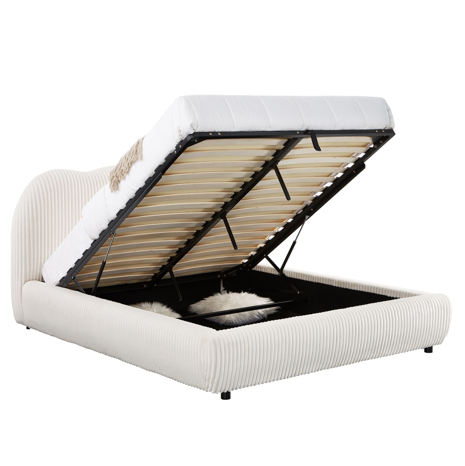 ΚΡΕΒΑΤΙ ΜΕ ΑΠΟΘ.ΧΩΡΟ ΜΠΕΖ FAUX FUR ΥΦΑΣΜΑ--ΓΙΑ ΣΤΡΩΜΑ 160x200εκ - Image 6