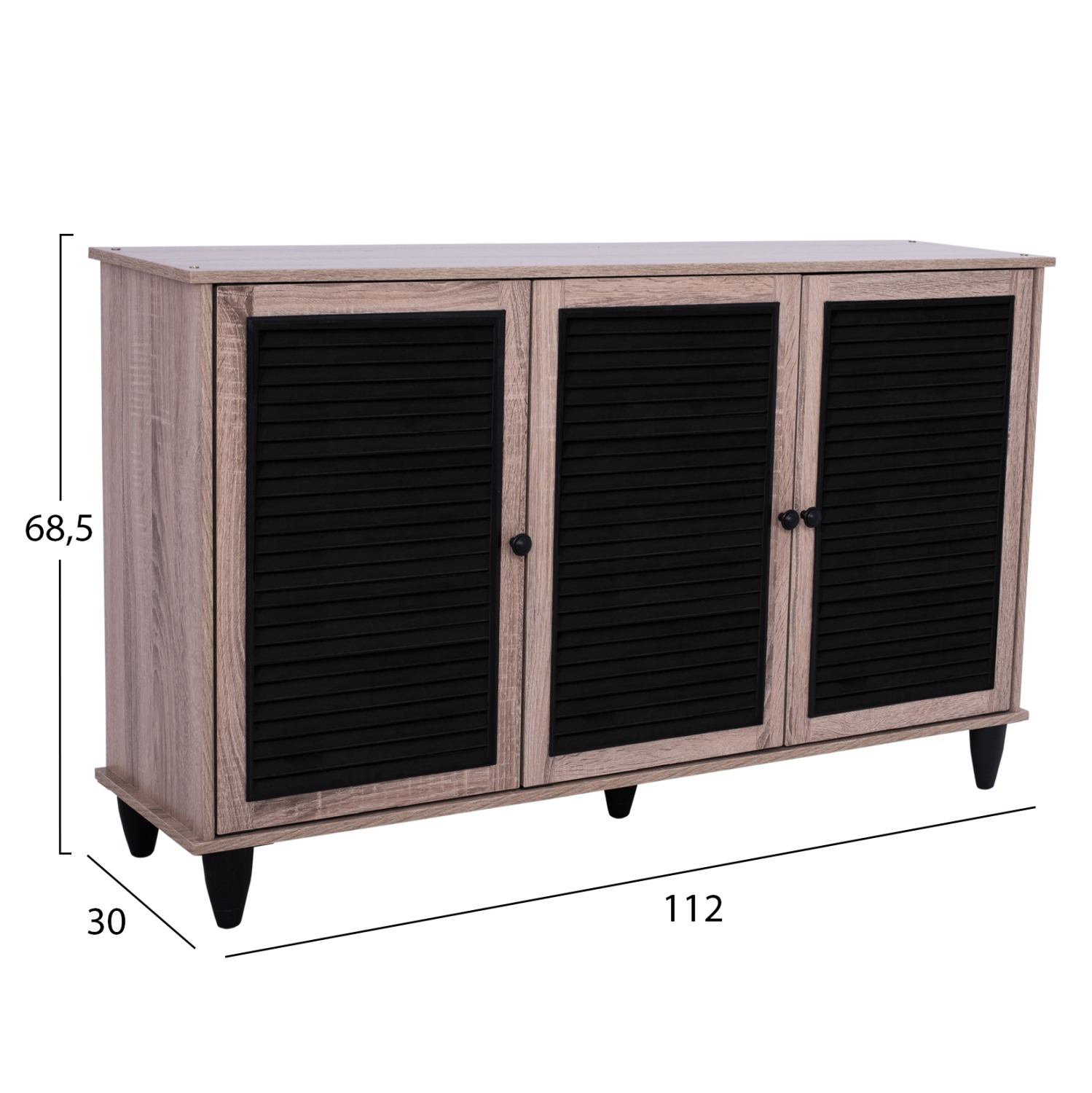 ΠΑΠΟΥΤΣΟΘΗΚΗ ΝΤΟΥΛΑΠΙ 3ΠΟΡΤΕΣ MCKENNA SONAMA ΜΑΥΡΟ 112x30x68,5Υ εκ. - Image 2