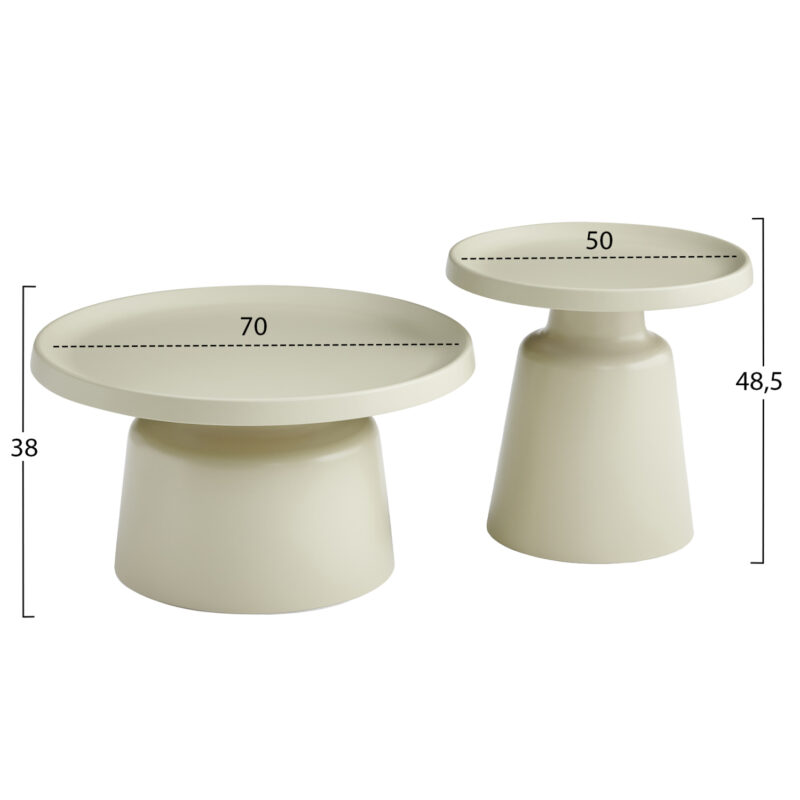 ΣΕΤ 2 ΤΡΑΠΕΖΙΑ ΣΑΛΟΝΙΟΥ RINKON2 ΜΕΤΑΛΛΟ ΣΕ ΣΑΜΠΑΝΙ Φ50εκ & Φ70εκ