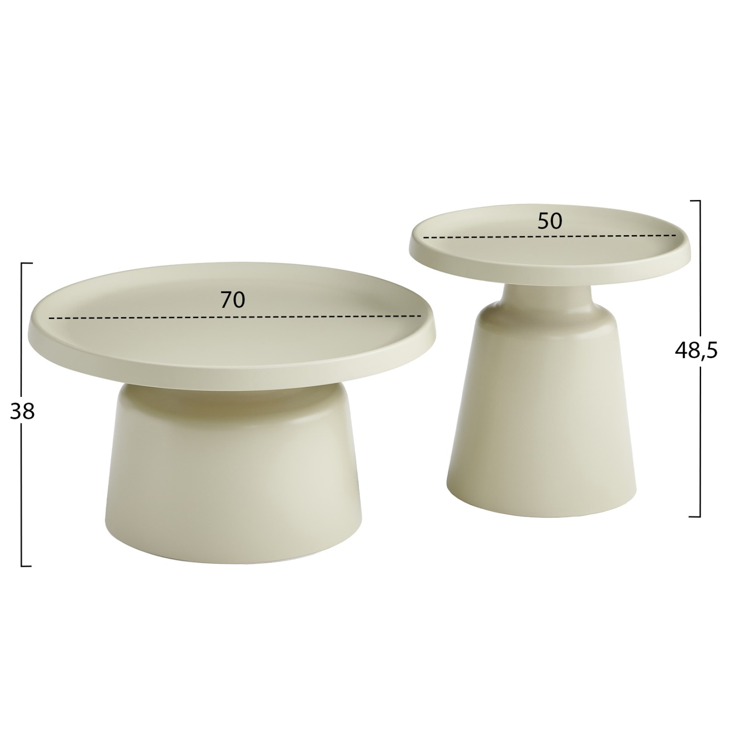 ΣΕΤ 2 ΤΡΑΠΕΖΙΑ ΣΑΛΟΝΙΟΥ RINKON2 ΜΕΤΑΛΛΟ ΣΕ ΣΑΜΠΑΝΙ Φ50εκ & Φ70εκ - Image 2