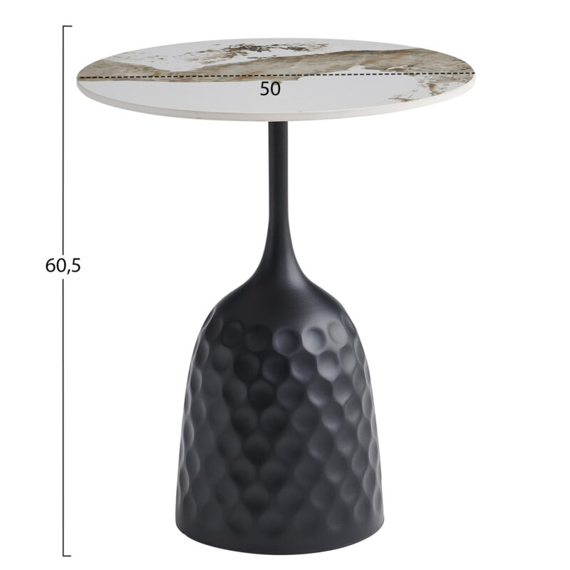 ΤΡΑΠΕΖΙ ΣΑΛΟΝΙΟΥ LONGSTEM ΒΑΣΗ ΜΑΥΡΗ--SINTERED STONE PANDORA SCHEME Φ50