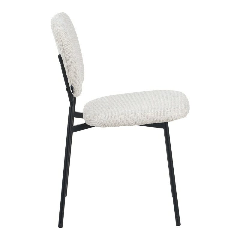 Καρέκλα Cathair μπουκλέ ύφασμα σε μπεζ απόχρωση με μαύρα μεταλλικά πόδια 48x53x82εκ