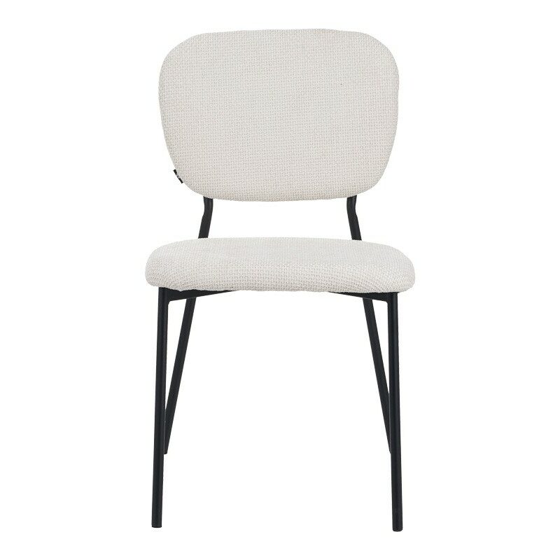 Καρέκλα Cathair μπουκλέ ύφασμα σε μπεζ απόχρωση με μαύρα μεταλλικά πόδια 48x53x82εκ