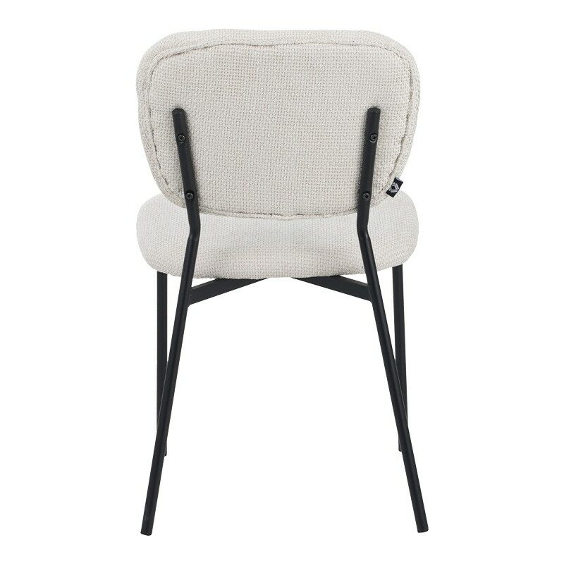 Καρέκλα Cathair μπουκλέ ύφασμα σε μπεζ απόχρωση με μαύρα μεταλλικά πόδια 48x53x82εκ