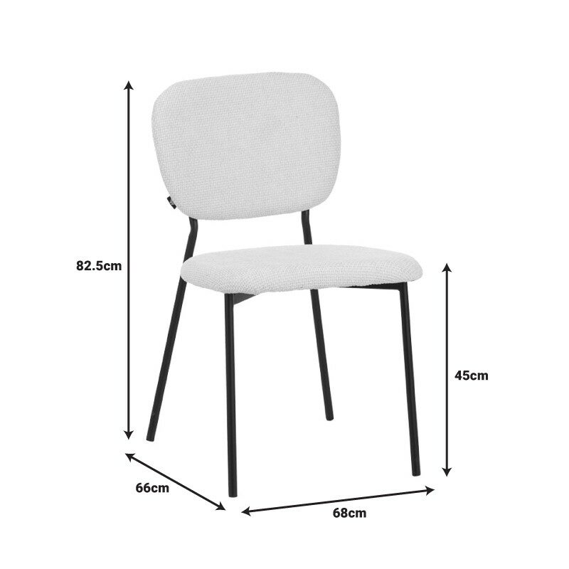 Καρέκλα Cathair μπουκλέ ύφασμα σε μπεζ απόχρωση με μαύρα μεταλλικά πόδια 48x53x82εκ