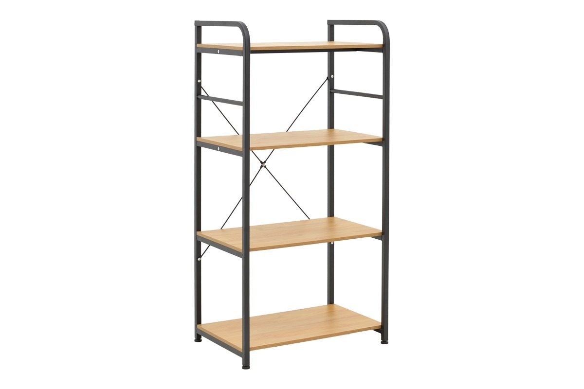 Ραφιέρα επιδαπέδια Depo μέταλλο μαύρο-mdf σε oak απόχρωση 60x40x120εκ